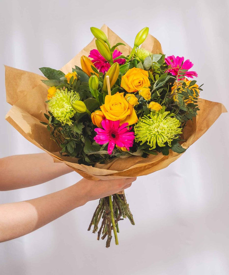 Hawaiian Sunset Hand Tied Bouquet - Guernsey Flowers by Post