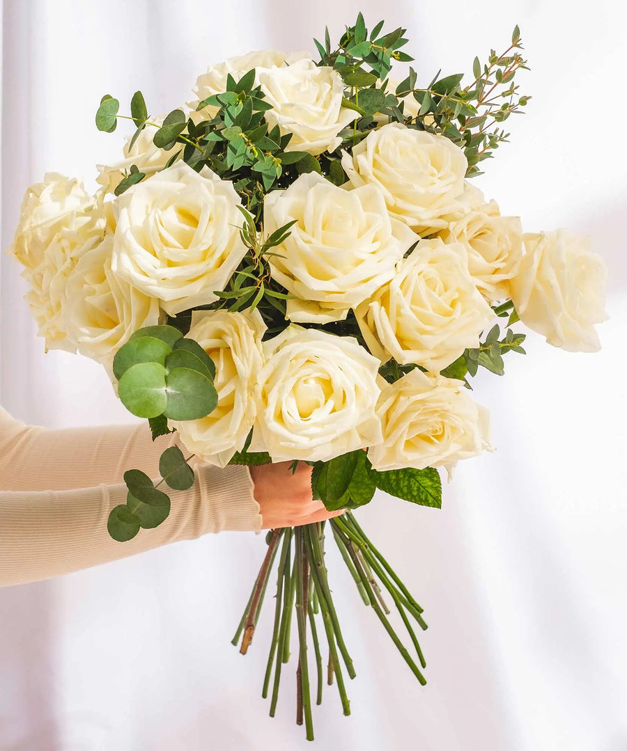 White Roses with Foilage - Guernsey Flowers by Post