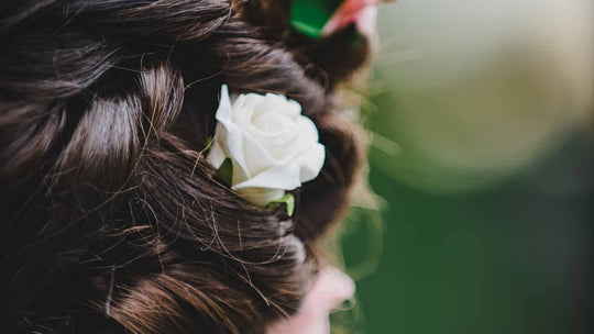 Engaging Wedding Hairstyle with Fresh Flowers That Will Sweep Him Off His Feet - Guernsey Flowers by Post