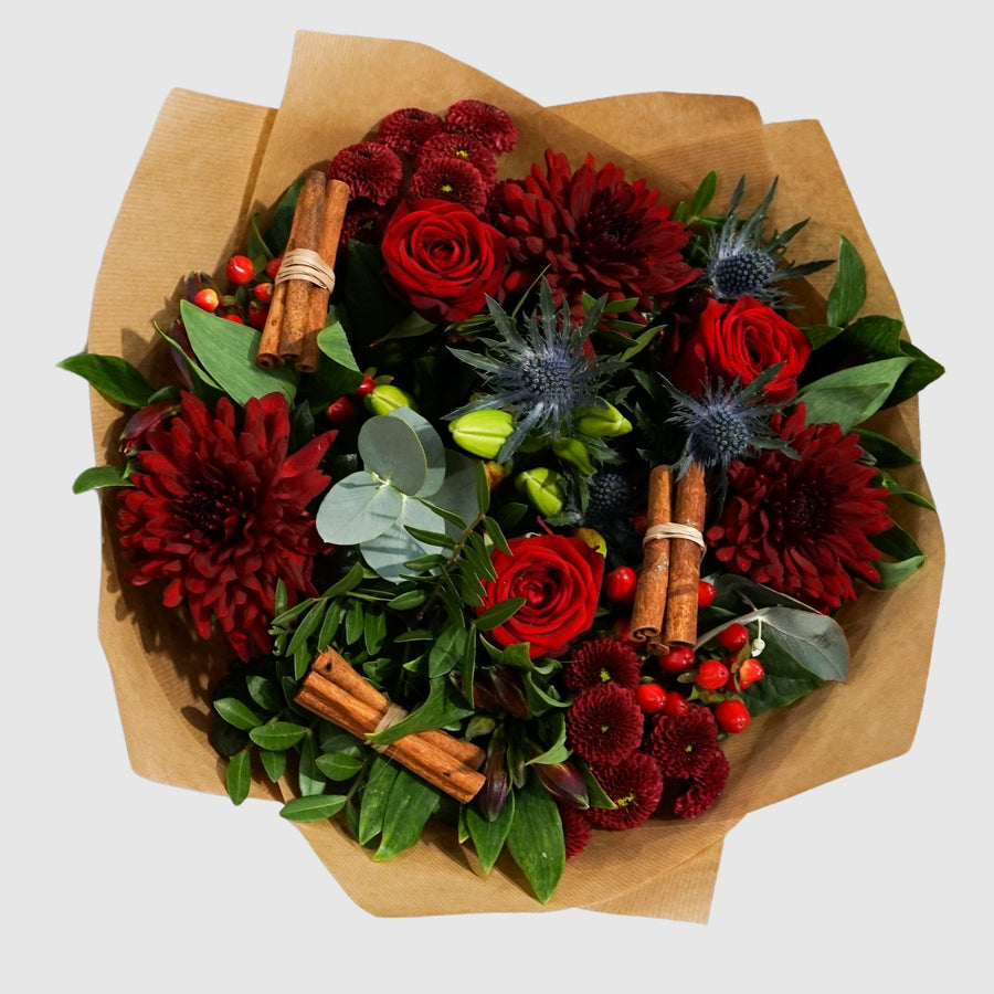 The 'Ruby' | Festive Bouquet with Cinnamon Scent - Guernsey Flowers by Post