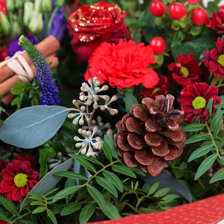 The 'Holly' | Festive Bouquet with Cinnamon Scent - Guernsey Flowers by Post