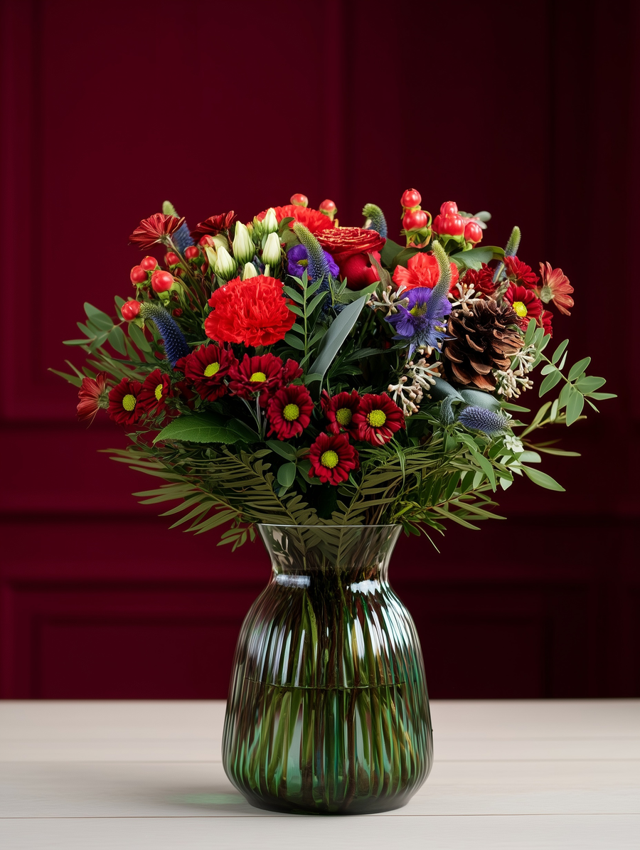 The 'Holly' | Festive Bouquet with Cinnamon Scent - Guernsey Flowers by Post