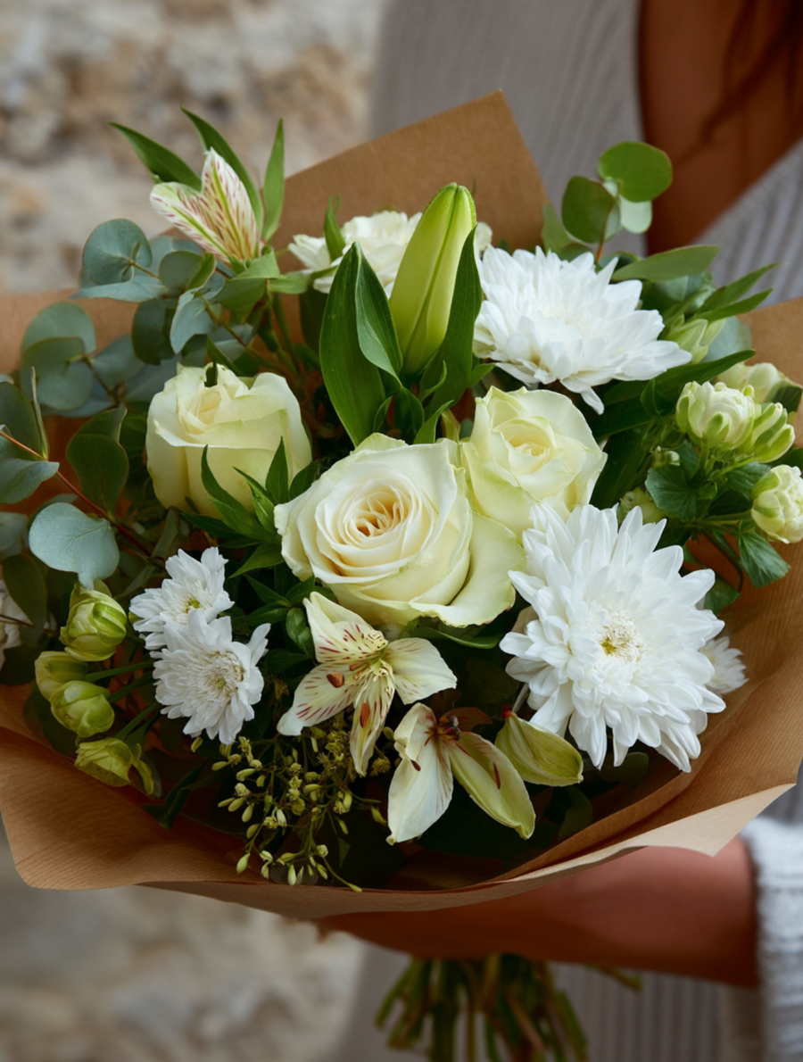 White Simplicity Bouquet - Guernsey Flowers by Post