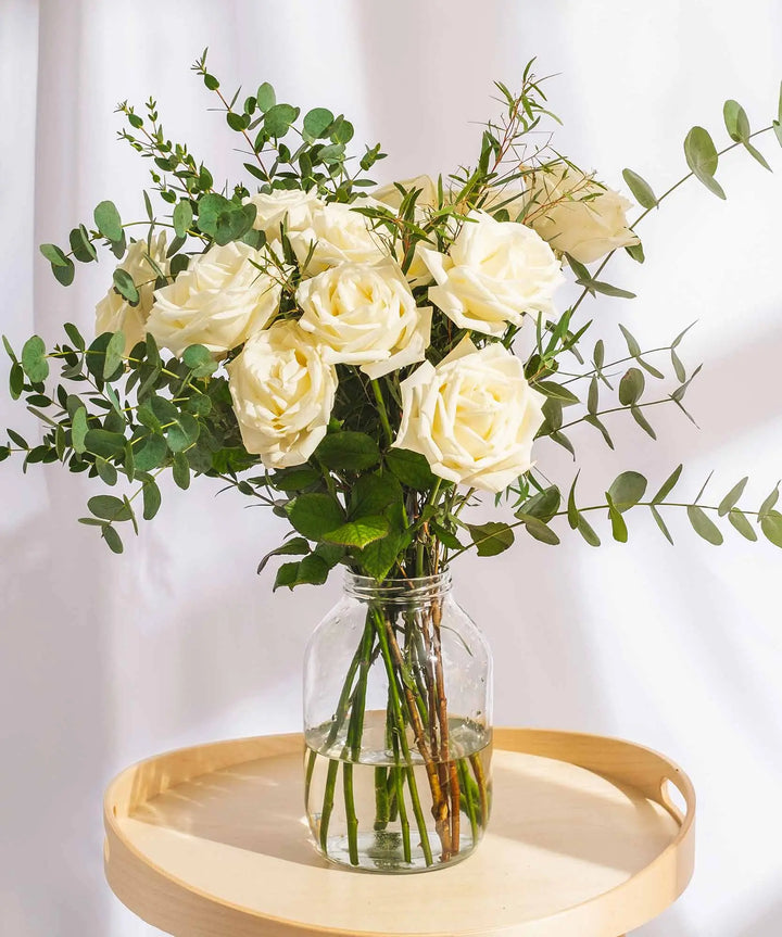 White Roses with Foilage - Guernsey Flowers by Post